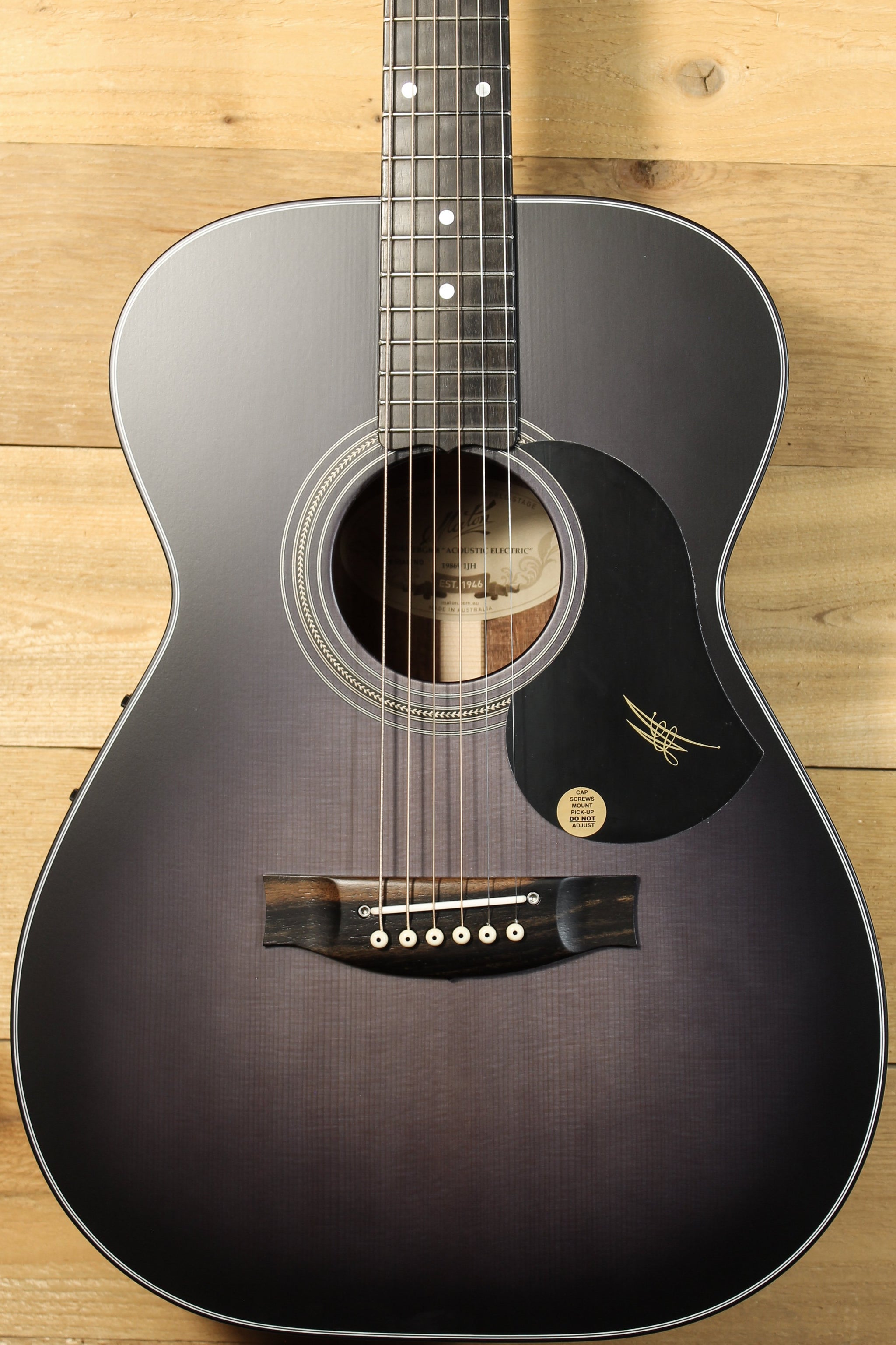 Maton EBG808 Custom w/ AA Sitka Spruce & Blackwood w/ Ghost Black Finish ID-13694 - Artisan Guitars