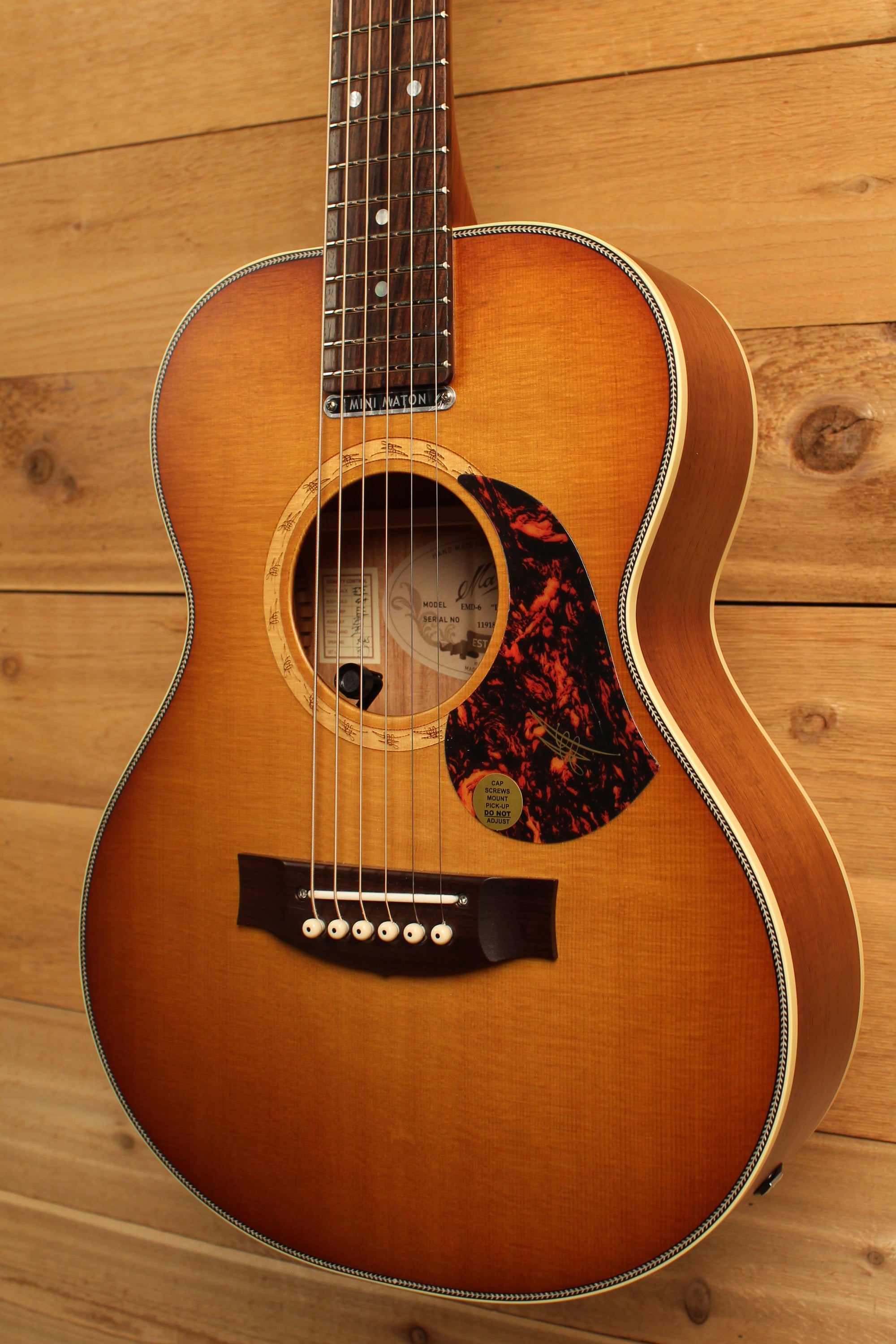 Maton EMD6 Mini Maton Diesel Sitka with Blackwood and Vintage Amber Sunburst ID-13333 - Artisan Guitars