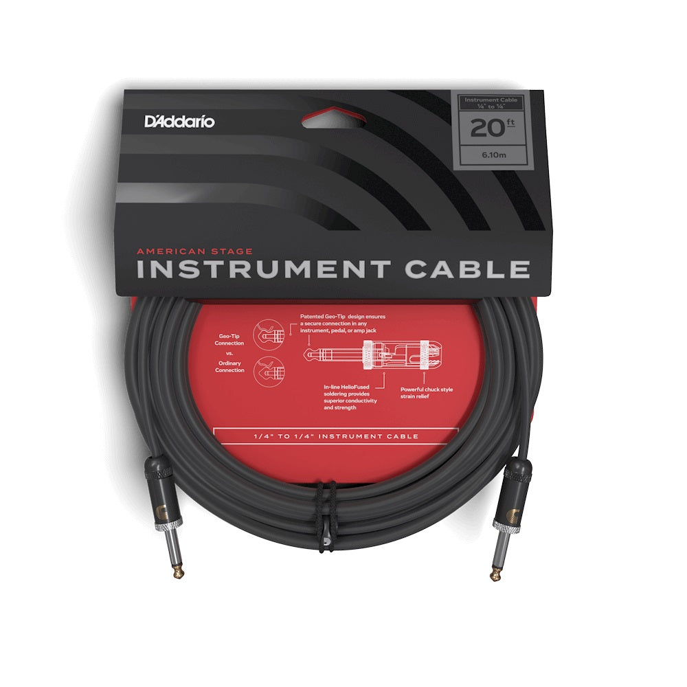D'Addario American Stage Guitar Cable - 20' Straight - 16187