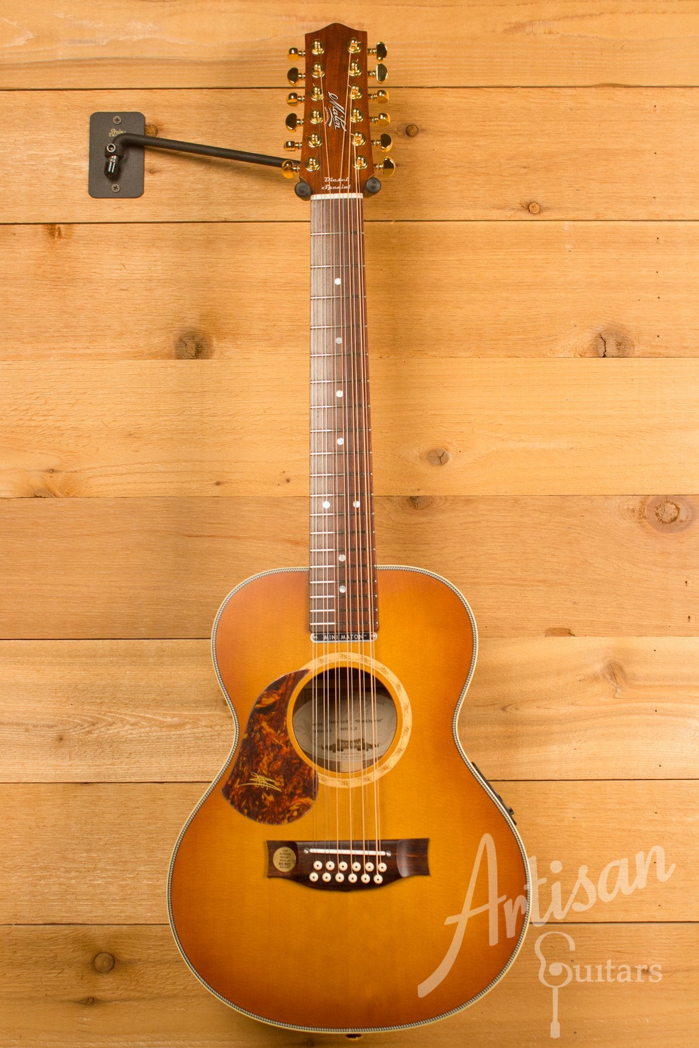 Maton EMD12 Mini Maton Sitka with Blackwood and Vintage Amber Sunburst Lefty ID-11604 - Artisan Guitars