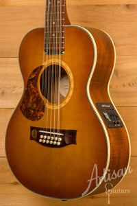Maton EMD12 Mini Maton Sitka with Blackwood and Vintage Amber Sunburst Lefty ID-11604 - Artisan Guitars