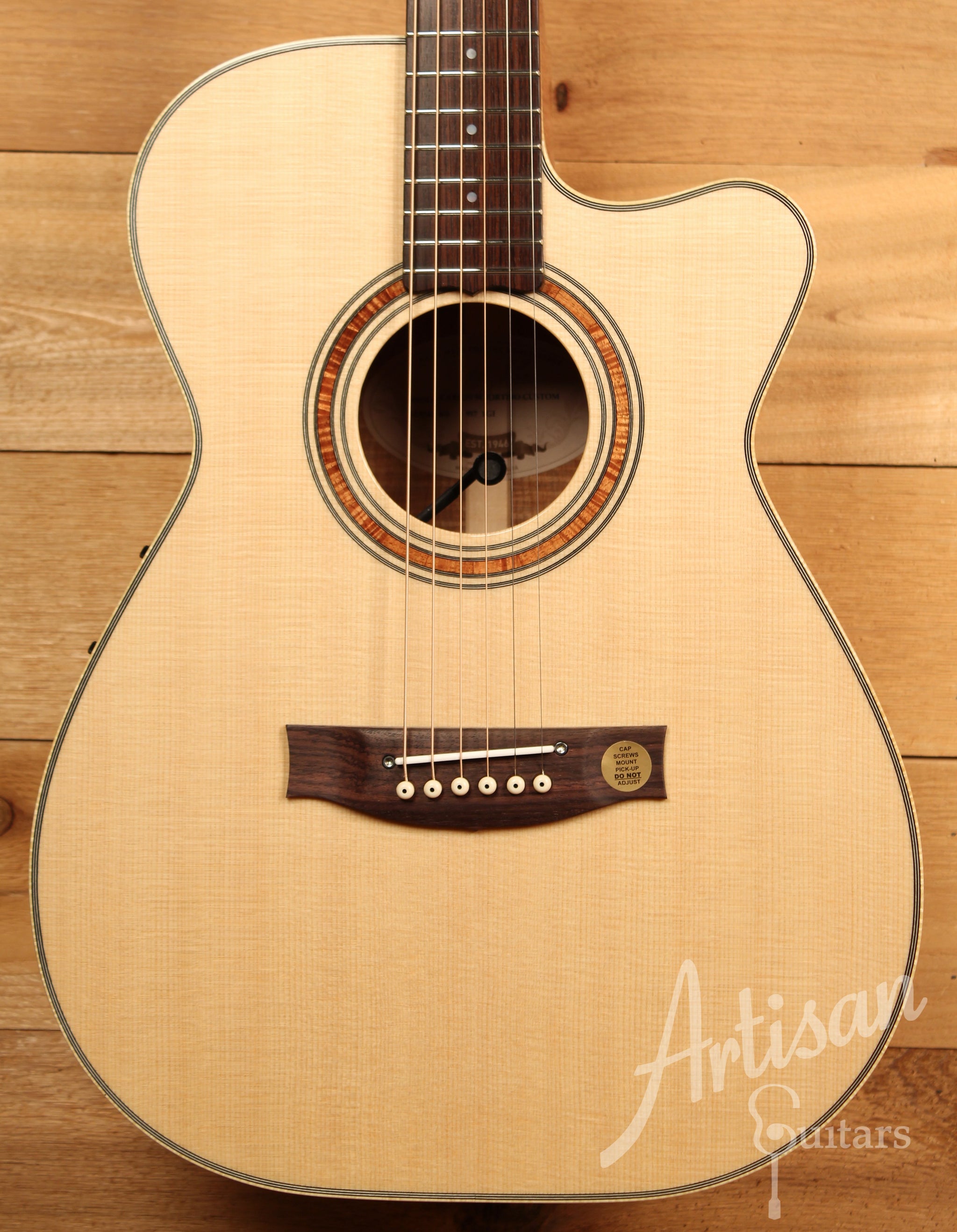 Maton WA May Custom Shop 808 Guitar with Sitka Spruce and Fiddleback Blackwood ID-11723 - Artisan Guitars