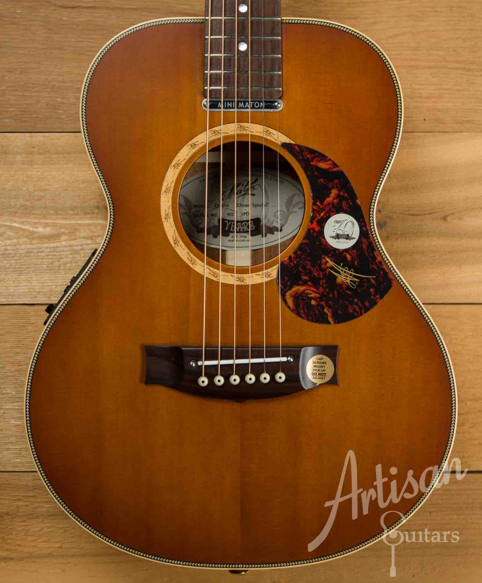 Maton EMD 6 Mini Maton Diesel Guitar Sitka with Blackwood and Vintage Amber Sunburst AP5 ID-10617 - Artisan Guitars