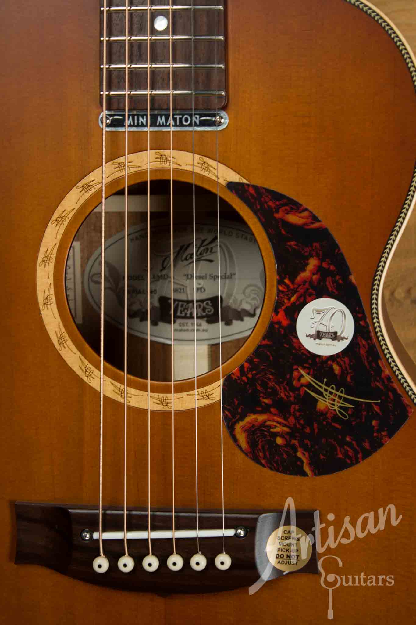 Maton EMD 6 Mini Maton Diesel Guitar Sitka with Blackwood and Vintage Amber Sunburst AP5 ID-10617 - Artisan Guitars
