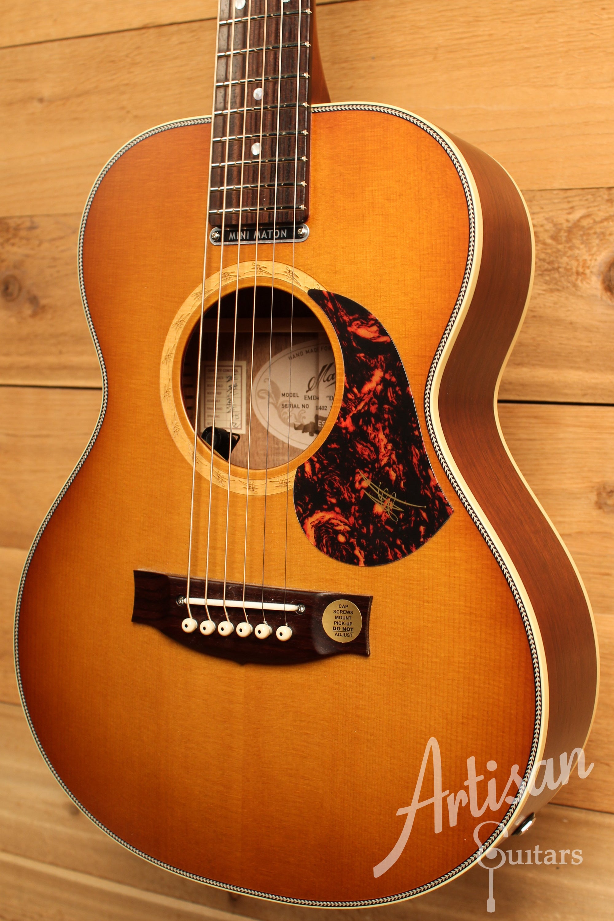 Maton EMD6 Mini Maton Diesel Sitka with Blackwood and Vintage Amber Sunburst ID-12434 - Artisan Guitars
