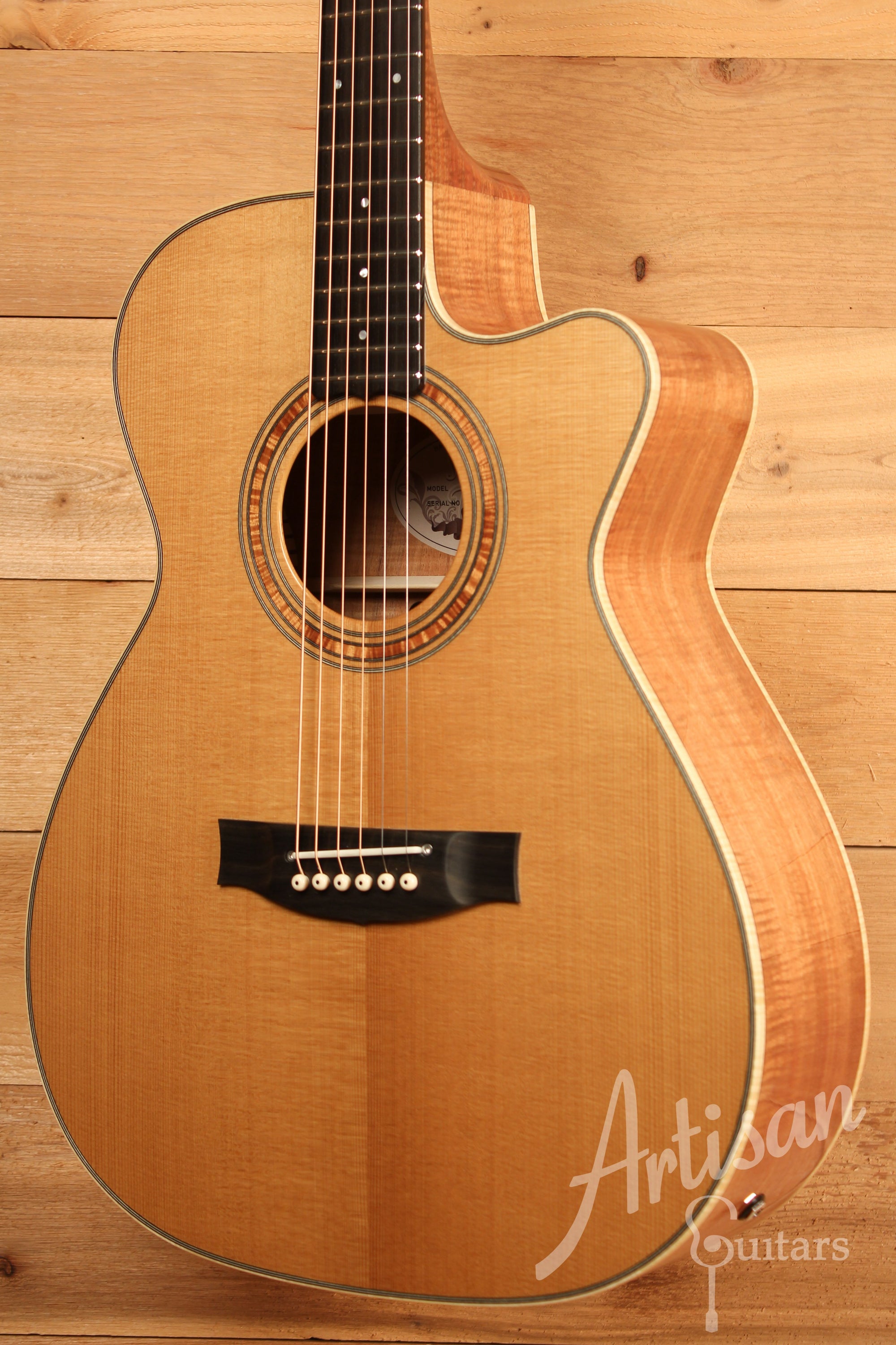Maton WA May Traditional Custom Shop 808 Guitar with Cutaway Torrefied European Spruce and Fiddleback Blackwood ID-11445 - Artisan Guitars