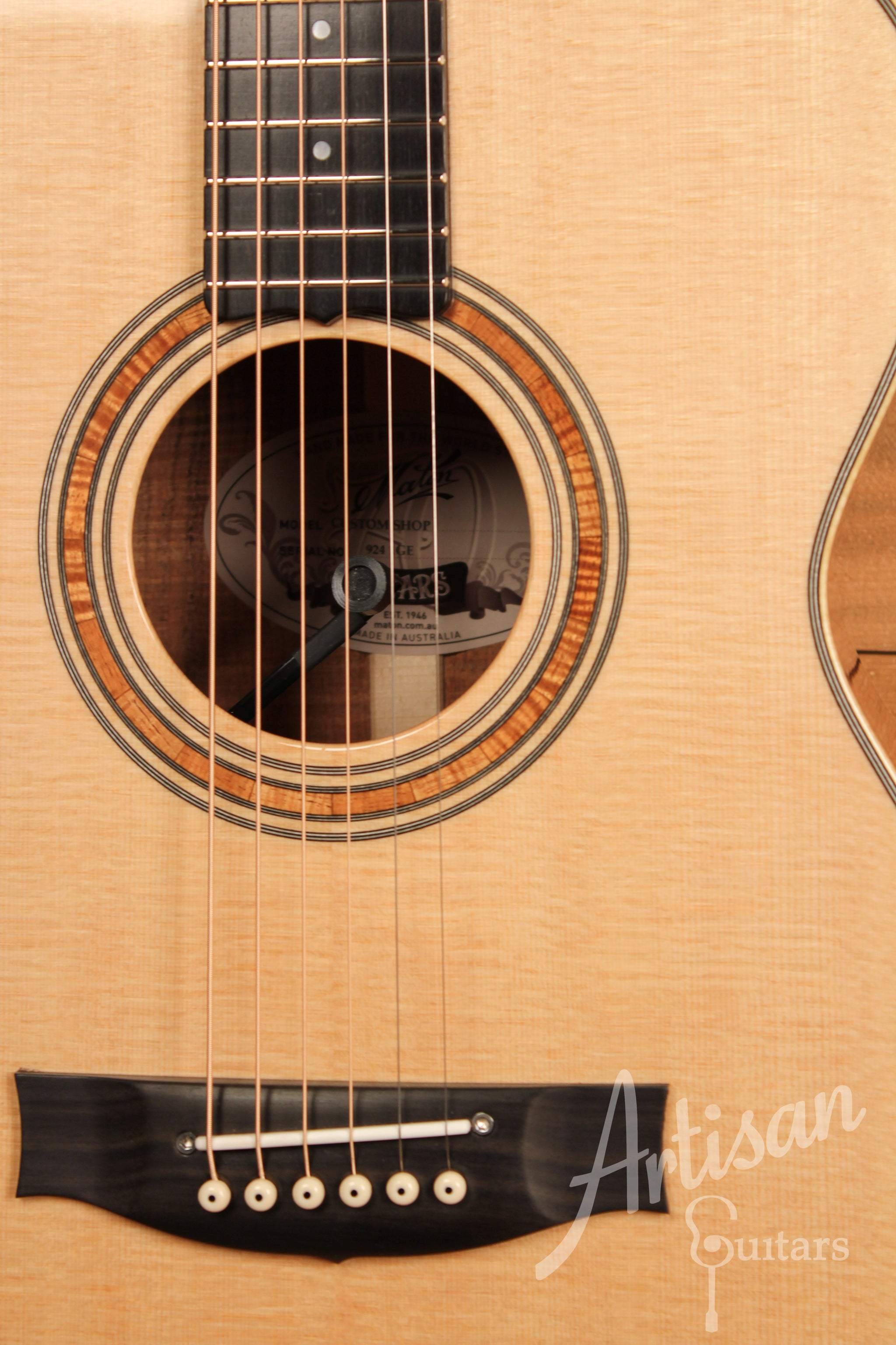 Maton WA May Custom Shop 808 Guitar with Sitka Spruce and Fiddleback Blackwood ID-11446 - Artisan Guitars