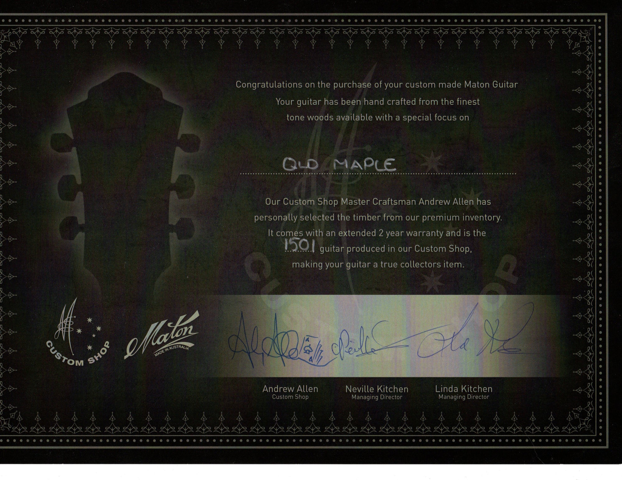 Maton Guitars Custom Shop TE Personal Cutaway - 16515