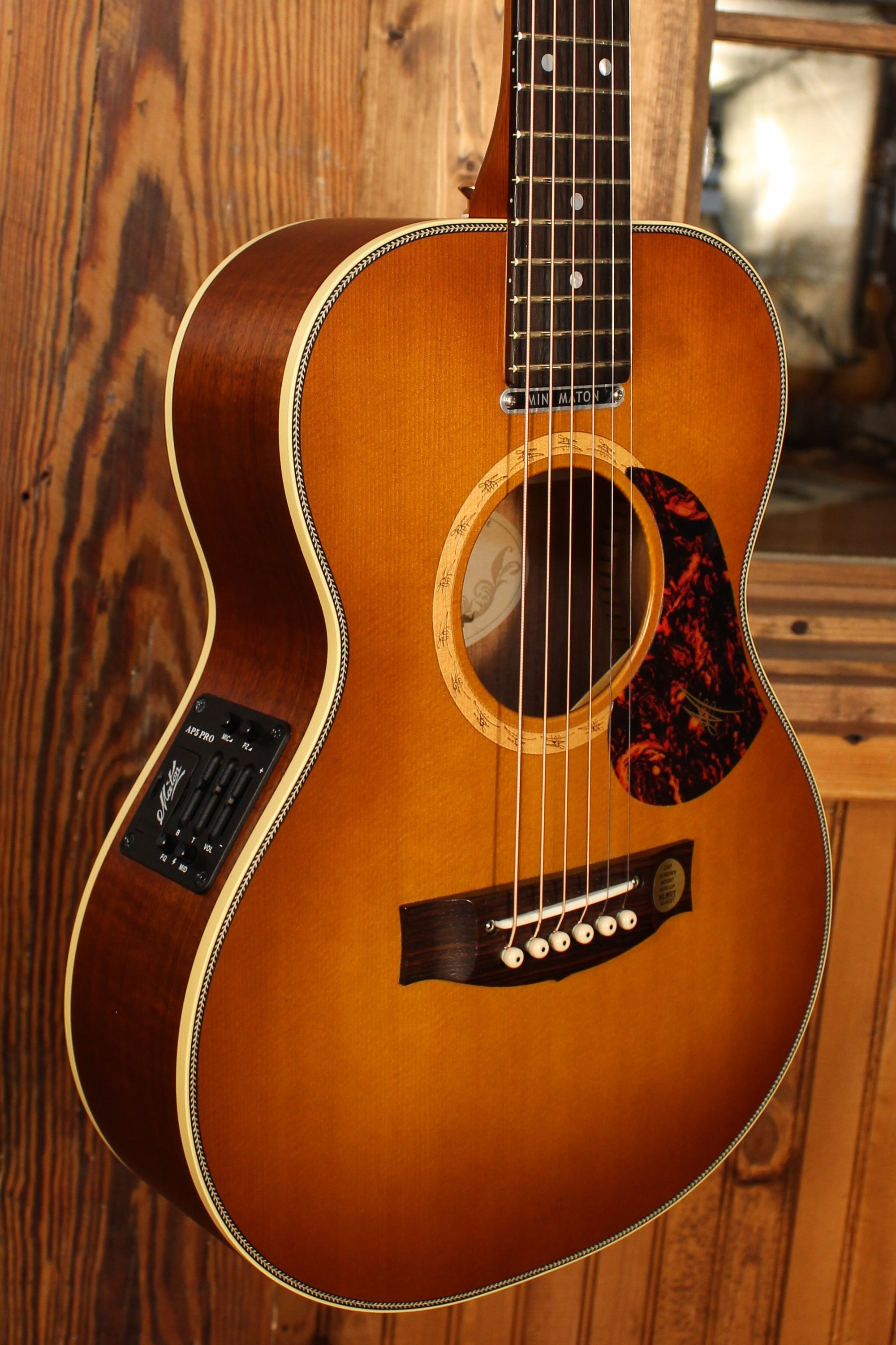 Maton EMD6 Mini Maton Diesel Sitka with Blackwood and Vintage Amber Sunburst - Shop Demo - Artisan Guitars