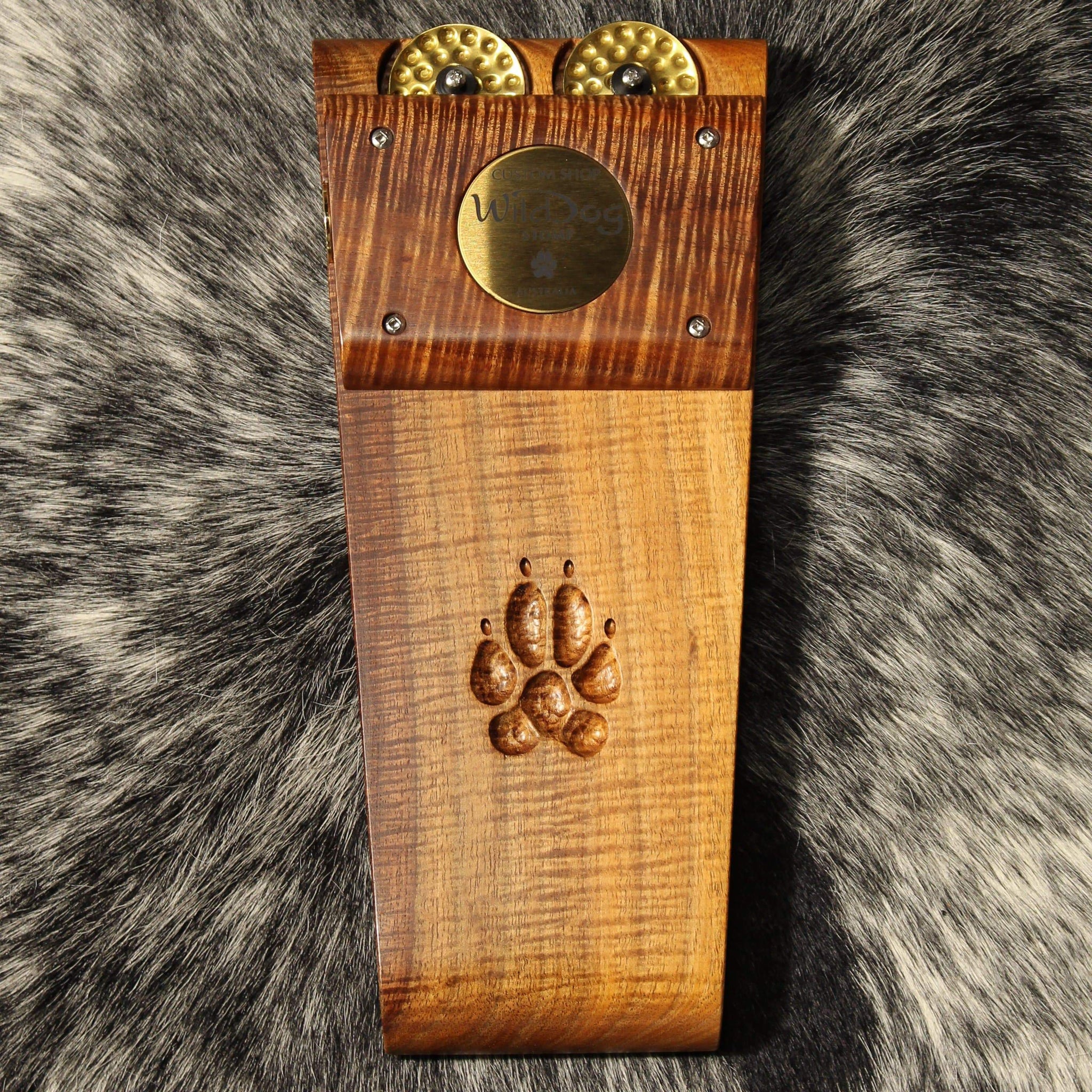 Wild Dog Custom Shop Blackwolf Stomp Box w/ Highly Figured Mastergrade Blackwood & Tamborine Jingles - Artisan Guitars