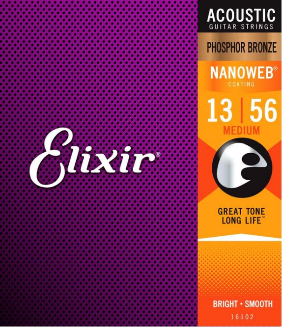 Elixir Phosphor Bronze NANOWEB MEDIUM Strings - 16102
