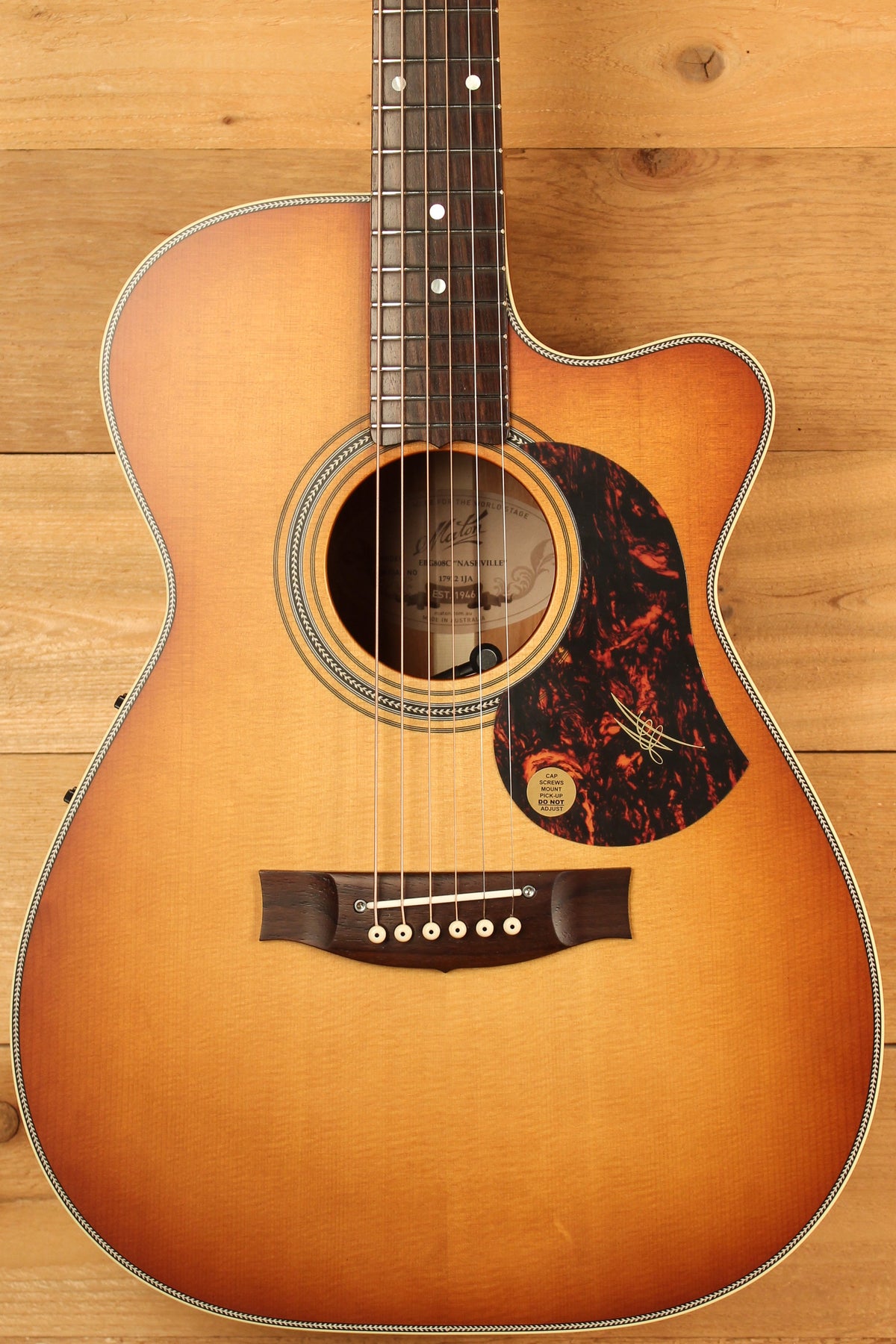 Maton EBG808C Nashville Series Sitka Spruce and Blackwood, Vintage Amber Sunburst and Cutaway ID-13078 - Artisan Guitars